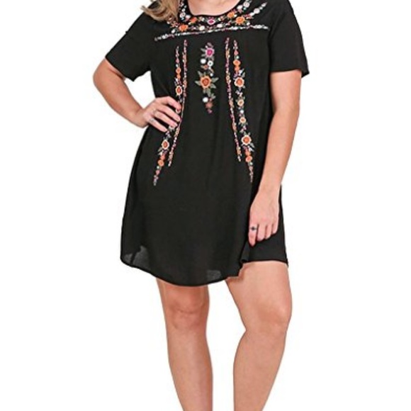 umgee black embroidered dress